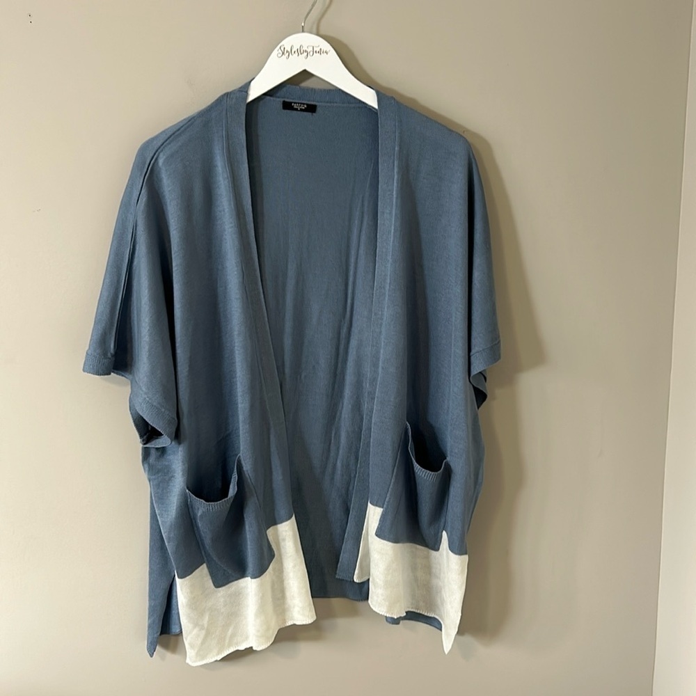 PARFOIS Cardigan Sweater Blue Cream Portugal One Size